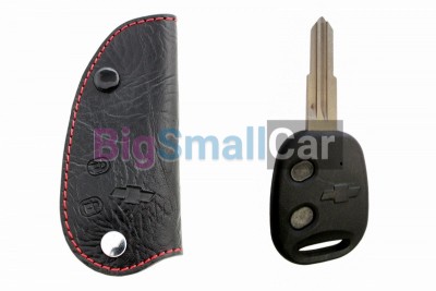 Чехол Для Ключа Chevrolet (Брелок), Кожаный, Цвет Нити Красный bgt466