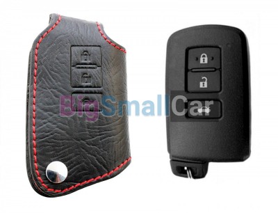 Чехол Для Ключа Toyota (Брелок), Кожаный, Цвет Нити Красный bgt499