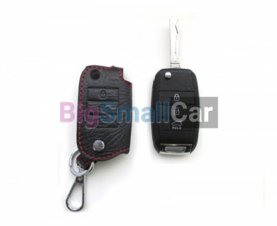 Чехол Для Ключа Kia (Брелок), Кожаный, Цвет Нити Красный bgt503