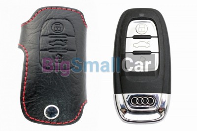 Чехол Для Ключа Audi (Брелок), Кожаный, Цвет Нити Красный bgt509