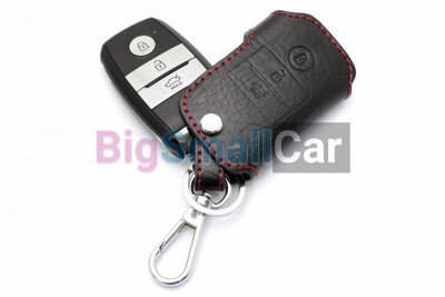 Чехол Для Ключа Kia (Брелок), Кожаный, Цвет Нити Красный bgt511