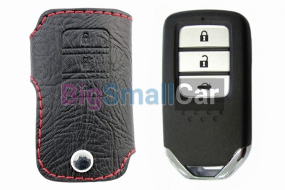 Чехол Для Ключа Honda Accord (2013 плюс ) (Брелок), Кожаный, Цвет Нити Красный bgt513