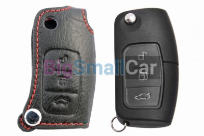 Чехол Для Ключа Ford (Брелок), Без Надписи Ford. Кожаный, Цвет Нити Красный bgt515