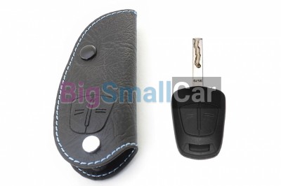 Чехол Для Ключа Opel (Брелок), Кожаный, Цвет Нити Голубой bgt518