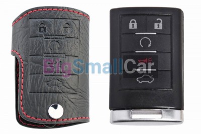 Чехол Для Ключа Cadillac (Брелок), Без Надписи Cadillac Кожаный, Цвет Нити Красный bgt528