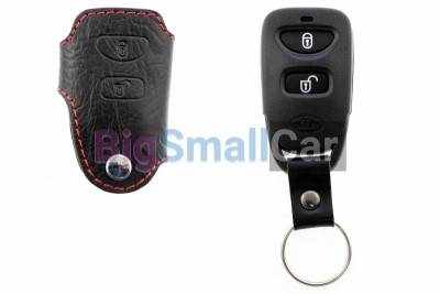 Чехол Для Ключа Kia (Брелок), Кожаный, Цвет Нити Красный bgt536