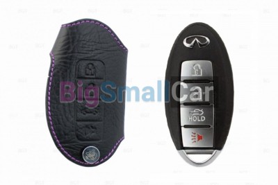 Чехол Для Ключа Infiniti (Брелок), Кожаный, Цвет Нити Фиолетовый bgt558